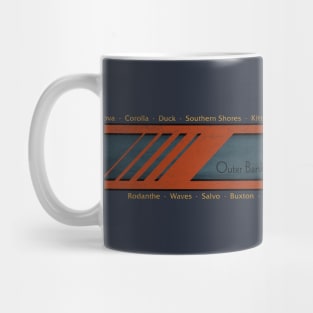 OBX Towns Light Text Distressed Mug